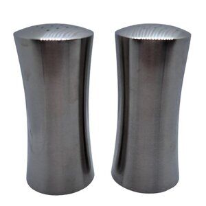 CULTURA SLEEK MCM CINCHED DESIGN STAINLESS STEEL SALT & PEPPER SHAKERS Sweden